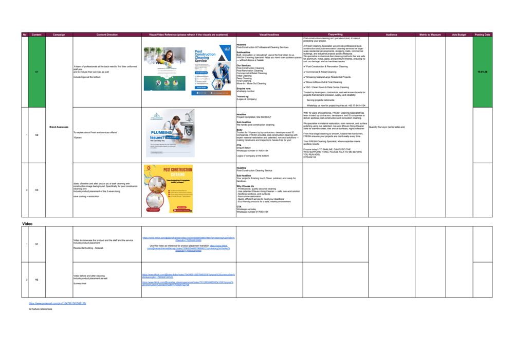 Preview of FRESH x INVOKE Content Planner M1